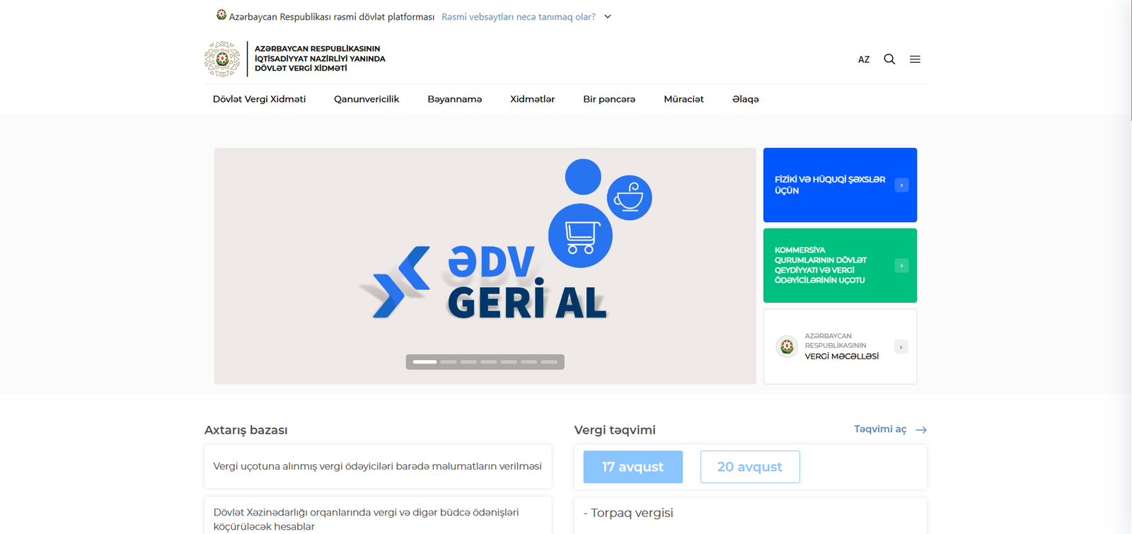 Dövlət Vergi Xidməti — taxes.gov.az